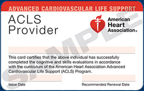 CPR Boston ACLS Certification card